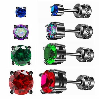 Threadless Flat Back Stud Earrings, 6 Pairs Titanium Hypoallergenic  Earrings for