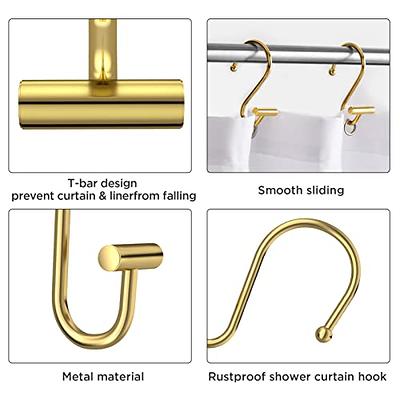 HBlife 12 Pcs Decorative Shower Curtain Hooks Rust Proof T-Bar Metal Shower  Curtain Rings for Curtain and Shower Rod, Gold - Yahoo Shopping