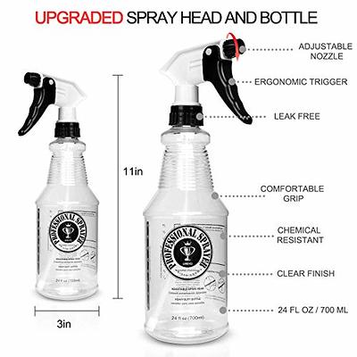 Plastic Spray Bottle 24oz 3-Pack with Clear Finish, Heavy Duty All