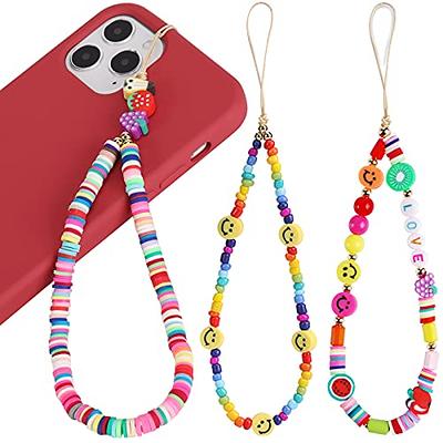 6pcs phone lanyard wrist strap Phone Charm Beaded Phone Chain Cute