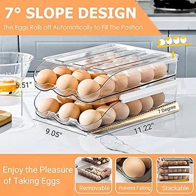 2 Layer Egg Container for Refrigerator, U-shaped Egg Holder for  Refrigerator, Stackable Egg Storage Container for Refrigerator, Clear  Plastic