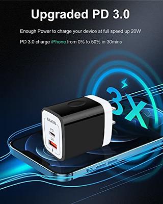 3Pack USB Type C Charger, Dual Port USB-C Wall Plug 20W PD & QC3.0