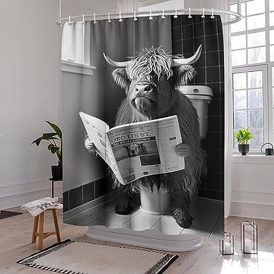 GUBIYU Farmhouse Highland Cow Shower Curtain 72 Wx72 L Funny