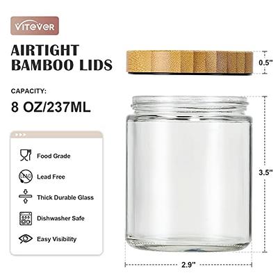 VITEVER 12 Pack, 8 OZ Thick Glass Jars with Bamboo Lids, Bulk Clear Round  for Making Candles, Empty Food Storage Containers for Spice, Powder, Liquid  - Yahoo Shopping