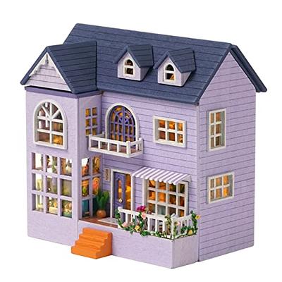 Kisoy Dollhouse Miniature with Furniture Kit, DIY 3D Wooden DIY