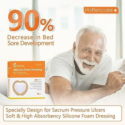  Sacral Silicone Foam Dressing with Border for Sacrum Ulcer,  Pressure Ulcer, Butt Bed Sore, Size 7''x7''(4.9''x5.3'' Pad), Painless  Removal High Absorbency, Bedsore Wound Bandage,5 Pack : Health & Household