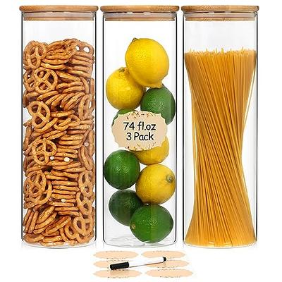 AuroTrends Glass Food Storage Containers with Bamboo Lids 2200ml 3Pack, Tall  Clear Glass Jars with Bamboo Lids, Pasta Containers Storage Container  Storage with Bamboo Lids (74fl.oz, Set of 3) - Yahoo Shopping