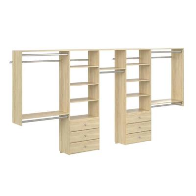 48 in. W to 92 in. W White Closet Shelf Tower with Shelf and Rod Extensions  Wood Closet System
