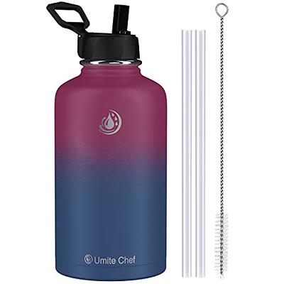 VQRRCKI 40 oz Insulated Water Bottle with Straw, Stainless Steel Sports  Water Bottles with 2 Lids (Straw and Wide Mouth lid), Double Wall Vacuum