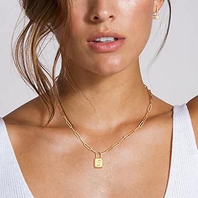 Lock Gold Pendant Necklace for Women by PAVOI