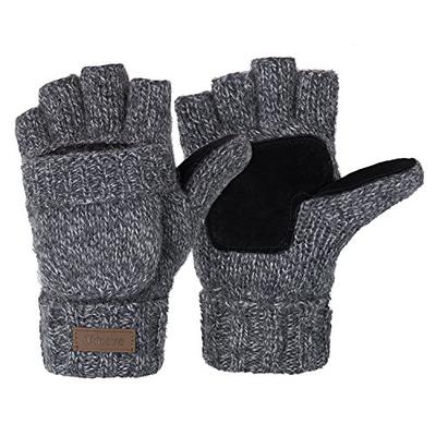 Feelorna Thermal Insulation Fingerless Gloves, Winter Knitted Mittens  Convertible Glove Flap Warm Touchscreen Mittens Half Finger with Button for  Women and Men (Grey) - Yahoo Shopping