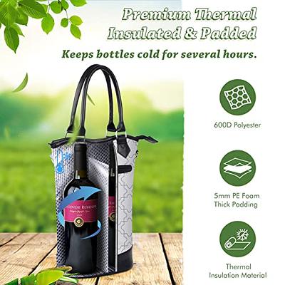 Insulated Wine Champagne Bottle Case Portable Cooler Bag for