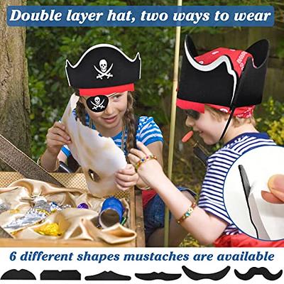 Yarstar 2pcs Pirate Hat with Pirate Eye Patch- Classic Skull Print Cosplay Pirate Funny Costume Cap- Pirate Accessories