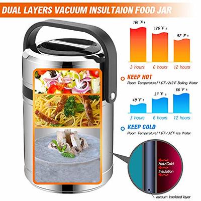 Stackable Thermal Containers, 2-Tier Double Wall Vacuum Insulated Food Jar  Thermos For Hot Food