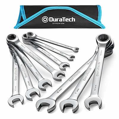 HART 7-Piece MM Ratcheting Wrench Set with Tool Pouch, Chrome