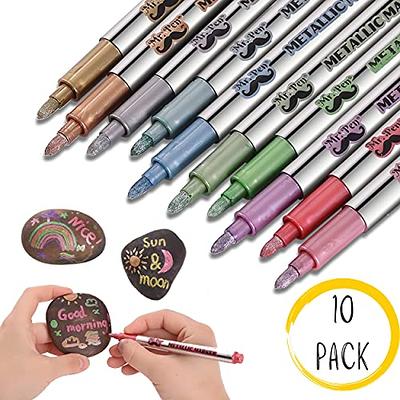 Metallic Marker Pens - Set of 10 Medium Point Metallic Markers for Rock  Painting, Black Paper, Card Making, Scrapbooking Crafts, DIY Photo Album