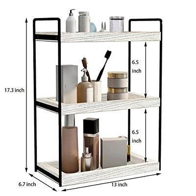 KINGBERWI 2-Tier Bathroom Corner Counter Organizer, Makeup Storage Shelf  Vanity Tray, Bathroom Sink Countertop Organizer, Silver