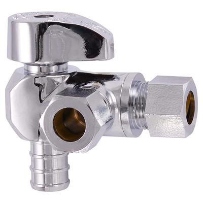 SharkBite 1/2-in Copper Sweat x 3/8-in Od Compression Brass Quarter Turn Stop  Angle Valve in the Shut-Off Valves department at