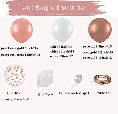 Rose Gold Balloons Garland Arch Kit- 5+12+18 Inch Rose Gold White Confetti  Birthday Balloons Decorations For Women Girls Princess Engagement Wedding  Birthday Party decorations 