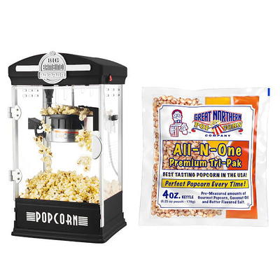 Carnival Countertop Popcorn Machine – 3 Gallon Popcorn Popper, 8oz Kettle,  Warmer, and 5 All-In-One Popcorn Packs by Superior Popcorn Company (Red) 