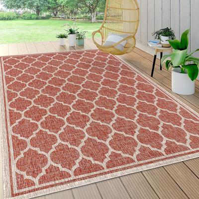 Emma + Oliver Santa Fe Patterned Turquoise Area Rug - 3x5