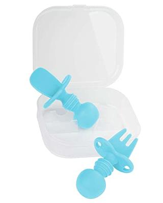 2 Pcs Baby Spoons Self Feeding 6 Months, Silicone Baby Spoons First Stage  and Baby Fork, Toddler Utensils for Baby Led Weaning with 1 Case (Blue) -  Yahoo Shopping