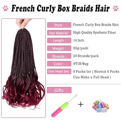 French Curl Crochet Braids 14 Inch 6 Packs Goddess Box Braids