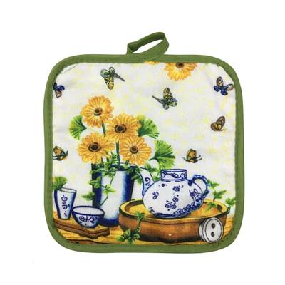 Kitchen Linen Sunflower Theme Set with Towels, Mitt, and Pot Holders - 7  Pieces 