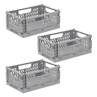 Eslite 16L Plastic Collapsible Storage Crates,Folding Crates Storage,Pack  of 4,Black