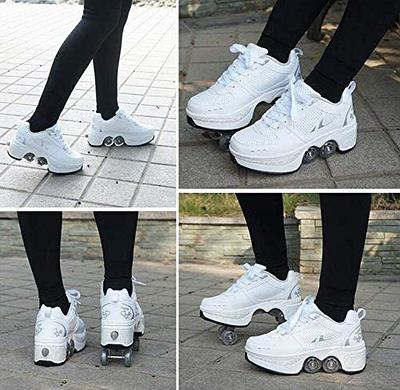 Cheap Wheels Sneakers with On Double Wheels Boy Girl Roller Sneakers Roller  Shoes Deformation Shoes Roller Skate Shoes