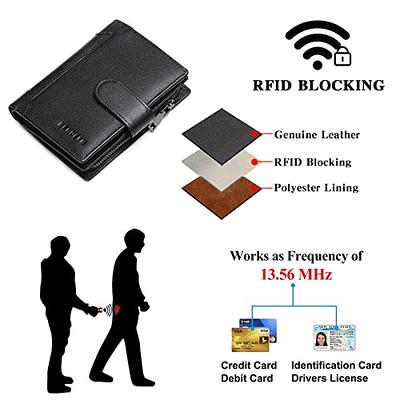 ADMETUS Mens RFID Blocking Wallets Zipper Leather Wallet for Men Bifold RFID Card Holder