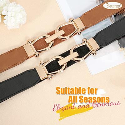 JASGOOD Leather Elastic Wide Belt for Women Ladies Dress Stretch