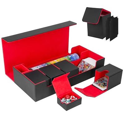 Yexiya 7 Pcs Mtg Deck Card Boxes, 1 Leather Deck Storage Box with 6 Plastic  Deck Card Cases Playing Cards Box Compatible with Mtg TCG Card (Black