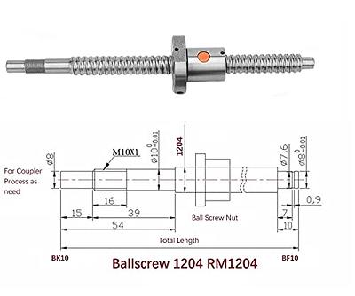 Mssoomm 12mm Ballscrew Kit SFU1204 RM1204 Anti-Backlash Ball Screw