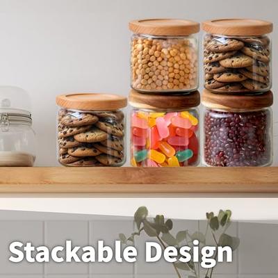 Large Stackable Airtight Food Spice Jars With Lid Mason Cookie