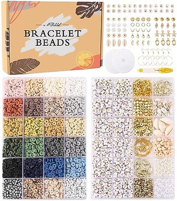  Paodey Bracelet Making Kit, 21000 Pcs Clay Beads Friendship Bracelet  Kits, 96 Colors Flat Round Beads for Jewelry Making Kit Polymer Heshi Disc  Letter Beads Crafts Gift for Girls Ages 6-12 (6 Boxes)