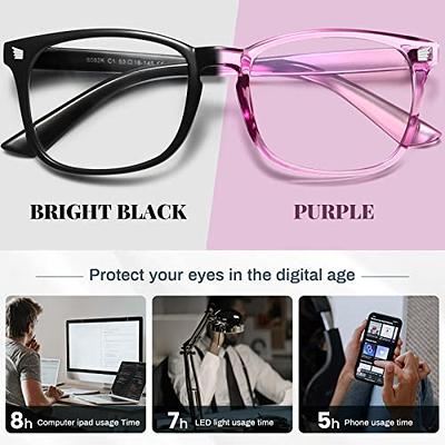 livho 2 Pack Blue Light Blocking Glasses, Computer Reading/Gaming/TV/Phones  Glasses for Women Men,Anti Eyestrain & UV Glare (Light Black+Clear)