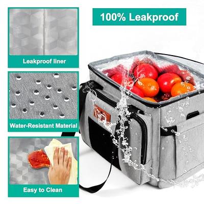 Insulated Lunch Bag for Women Men Double Deck Lunch Box, Reusable Leakproof Lunch  Box Cooler Tote Bag for Work Picnic School or Travel, Double Compartment  (Grey,15L ) 