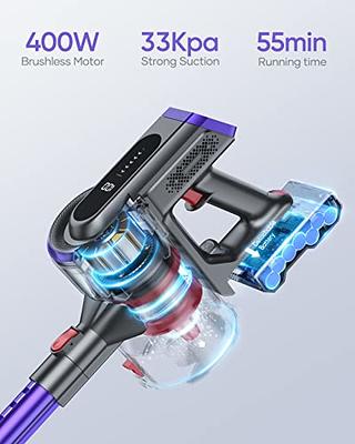  WLUPEL Cordless Vacuum Cleaner, 250W Stick Vacuum Cleaner with  30KPA Powerful Suction, Lightweight Handheld Vacuum LED Display for Carpet  and Floor, Pet Hair (Hero 8-Purple)