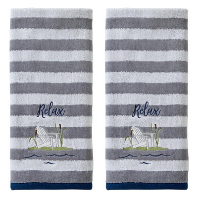 SKL Home Casual Monogram S 2 Pc. Hand Towel Set, White