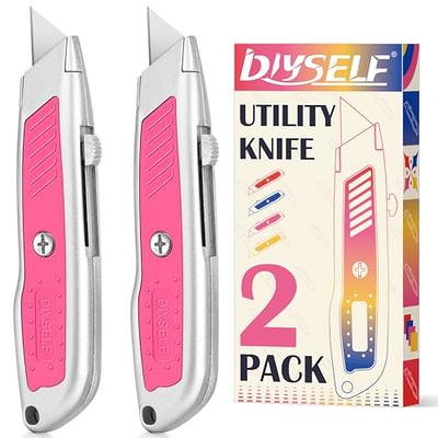 2 PCS Silver Retractable Box Cutter Utility Exacto Knife Set with