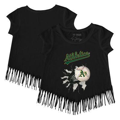 Girls Toddler Tiny Turnip Black Chicago White Sox Baseball Bow Fringe T-Shirt