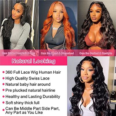 Aicrelery Full Lace Wigs Human Hair 360 Wig Body Wave HD Transparent 360  Lace Frontal Wig