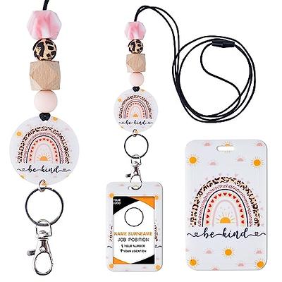 Be Kind Lanyard ID Badge - Boho Rainbow Lanyards for ID Badges for Women  Cute Sun Pink