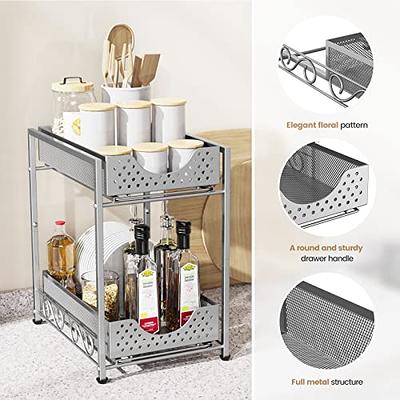 Under Sink Organizers and Storage, Bathroom Cabinet Organizer and Storage,  2 Tier Pull Out Under Cabinet Organizers and Storage, Metal Rolling Kitchen  Sink Organizer with Non-slip Feet - Yahoo Shopping