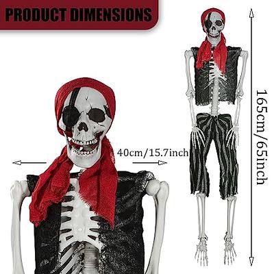 5.4ft Halloween Life Size Pirate Skeleton Realistic Human Full