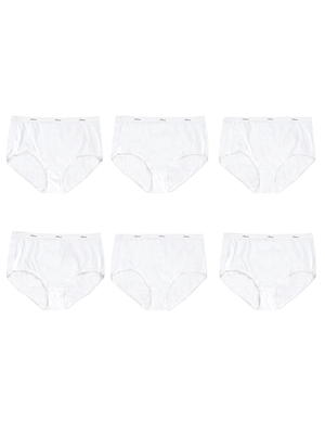 Hanes Women's No Ride Up Cotton Briefs, White, 6 Pack, Size 7