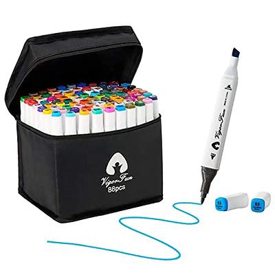 Art Markers, 65 Coloring Markers and 1 Blender, 66 Pack Alcohol Based Dual  Tip Permanent Markers Highlighters with Case, Excellent for Adults Kids