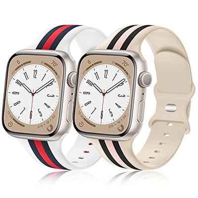  [2 Pack] Designer Bands Compatible with Apple Watch Band 38mm  40mm 41mm 42mm 44mm 45mm 49mm Men Women, Soft Silicone Sport Band Strap for  Apple Watch Ultra 2 iWatch Series 9