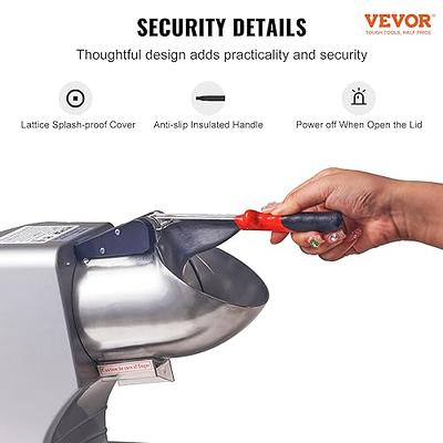 VEVOR Ice Crushers Machine 220lbs per Hour Electric Snow Cone Maker with 4 Blades Stainless Steel Shaved Ice Machine with Cover and Bowl 300W Ice